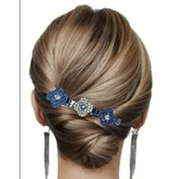 11 Mixed Hair Clips and hair separators Multicolored stones - Picture 13 of 16